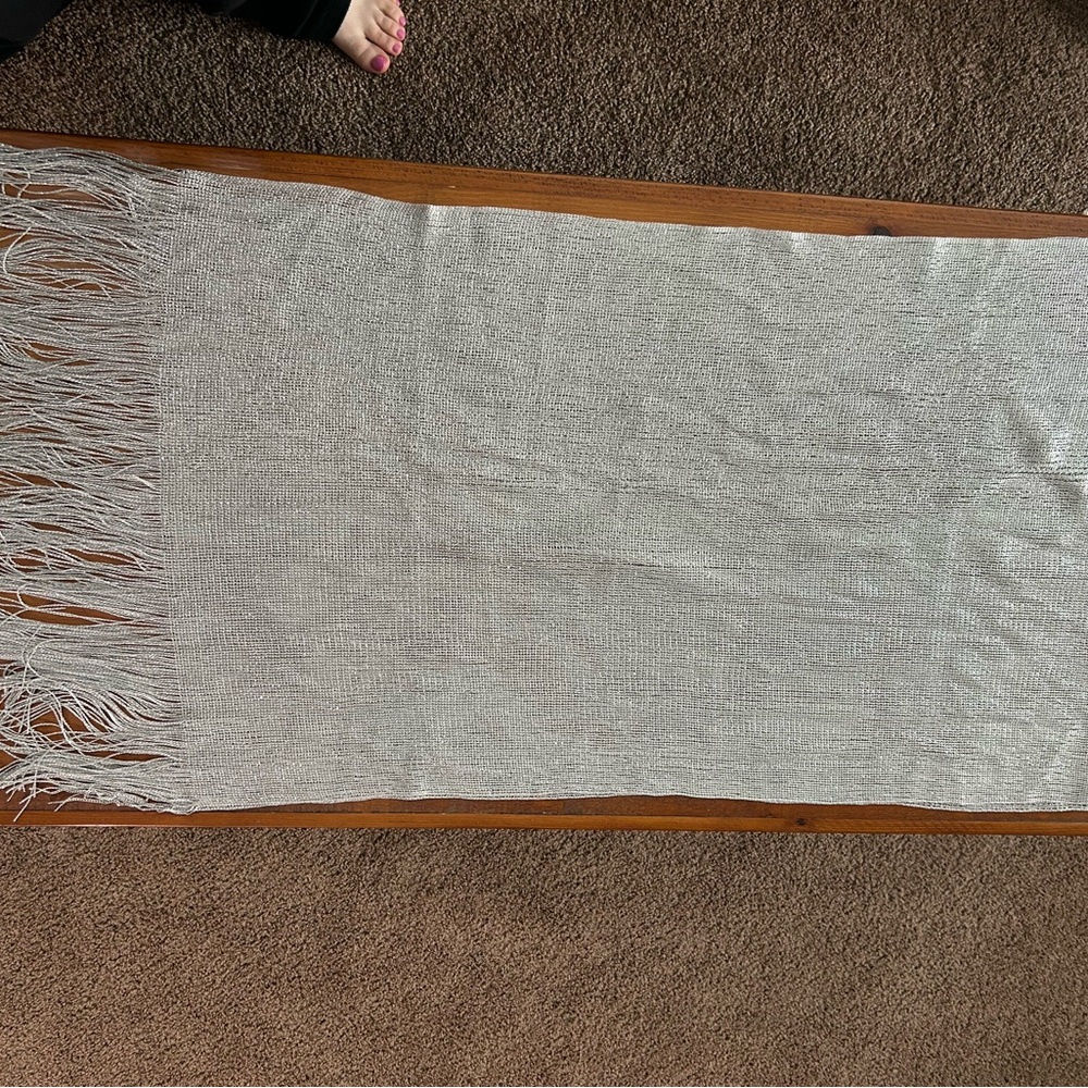 Elegant Silver Fringe Scarf